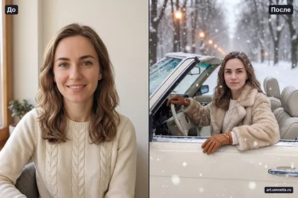 Кабриолет в снегопаде