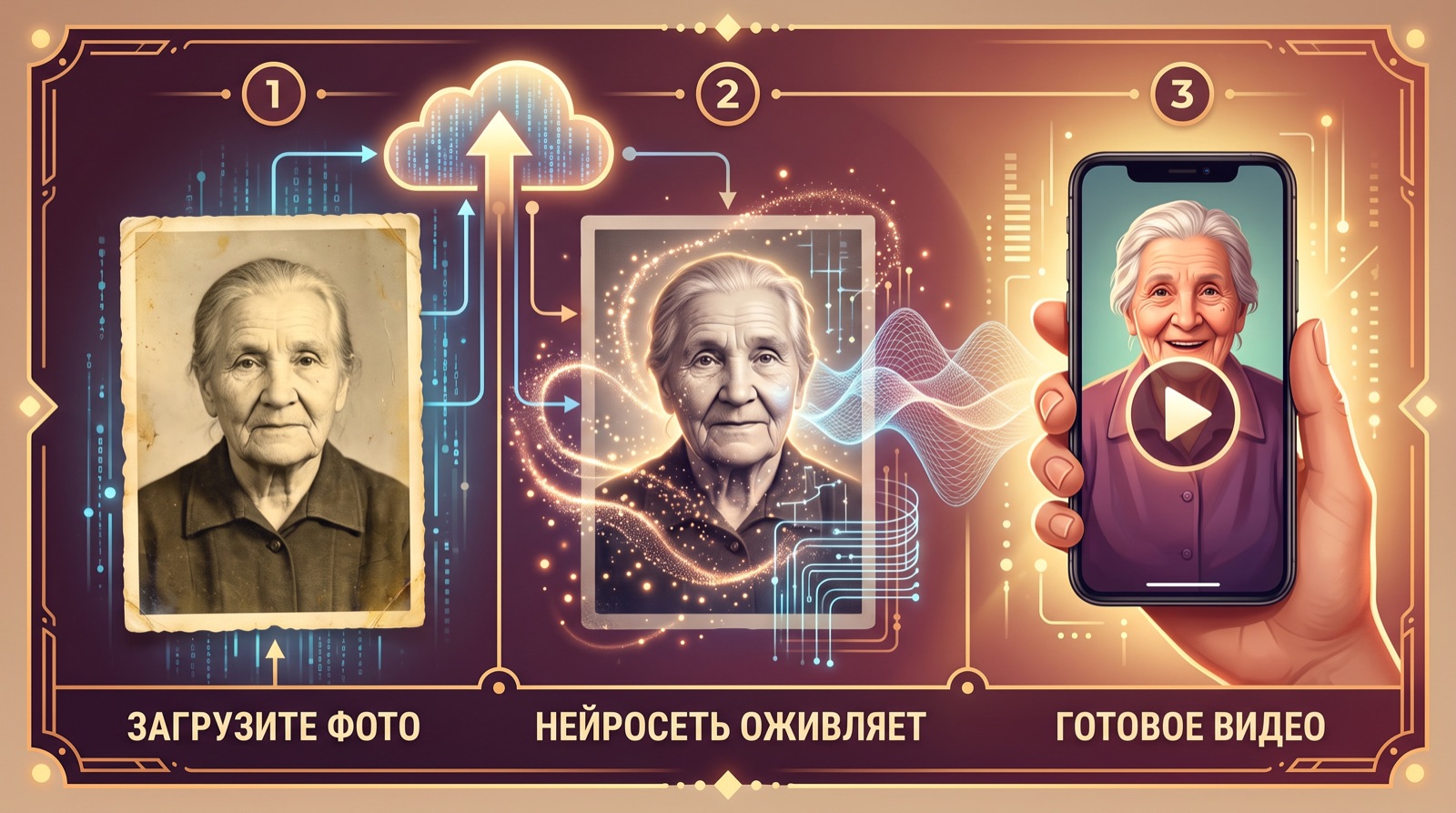 Как оживить фото онлайн: загрузите фото, нейросеть оживляет, готовое видео